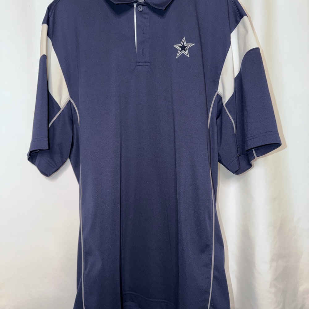 Reebok Dallas Cowboys Navy and White Polo Shirt with Star Logo